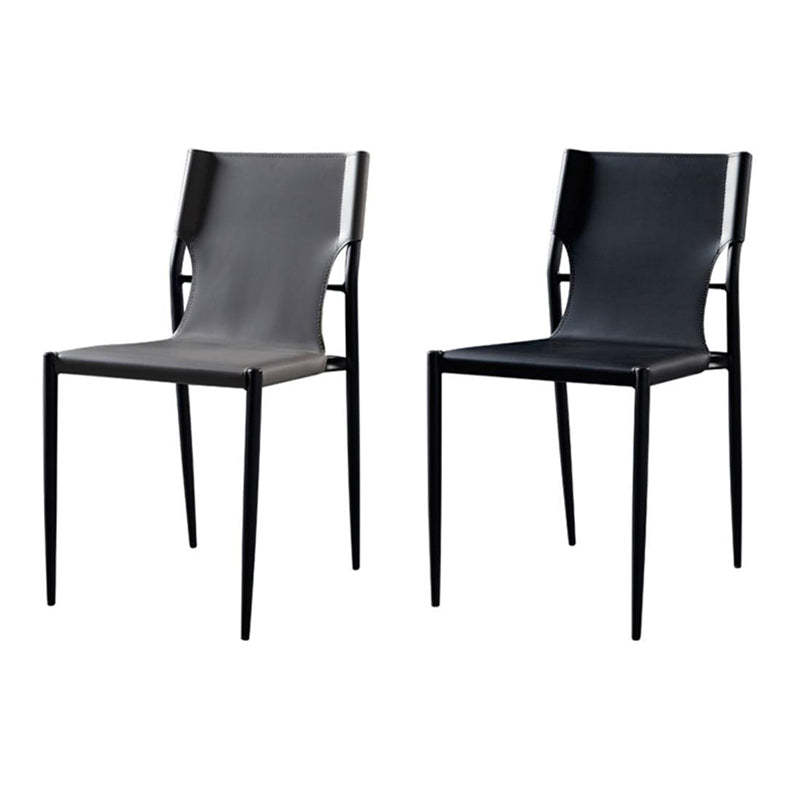 Scandinavian Saddle Leather Dining Chair with Back
