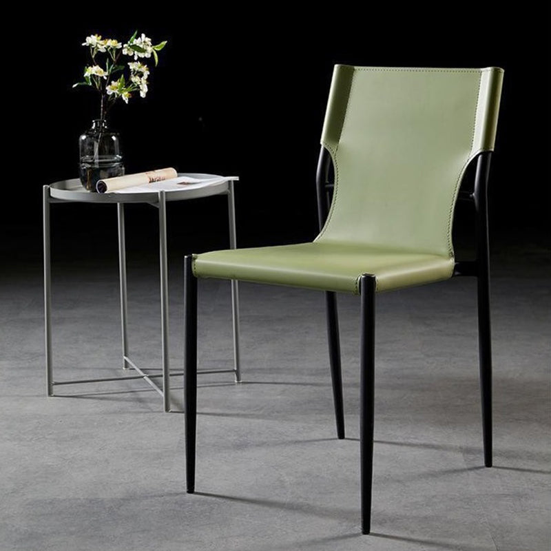 Scandinavian Saddle Leather Dining Chair with Back