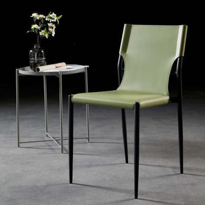 Scandinavian Saddle Leather Dining Chair with Back