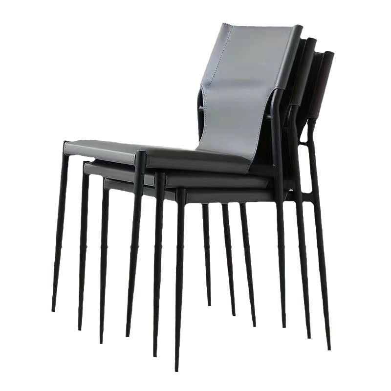 Scandinavian Saddle Leather Dining Chair with Back