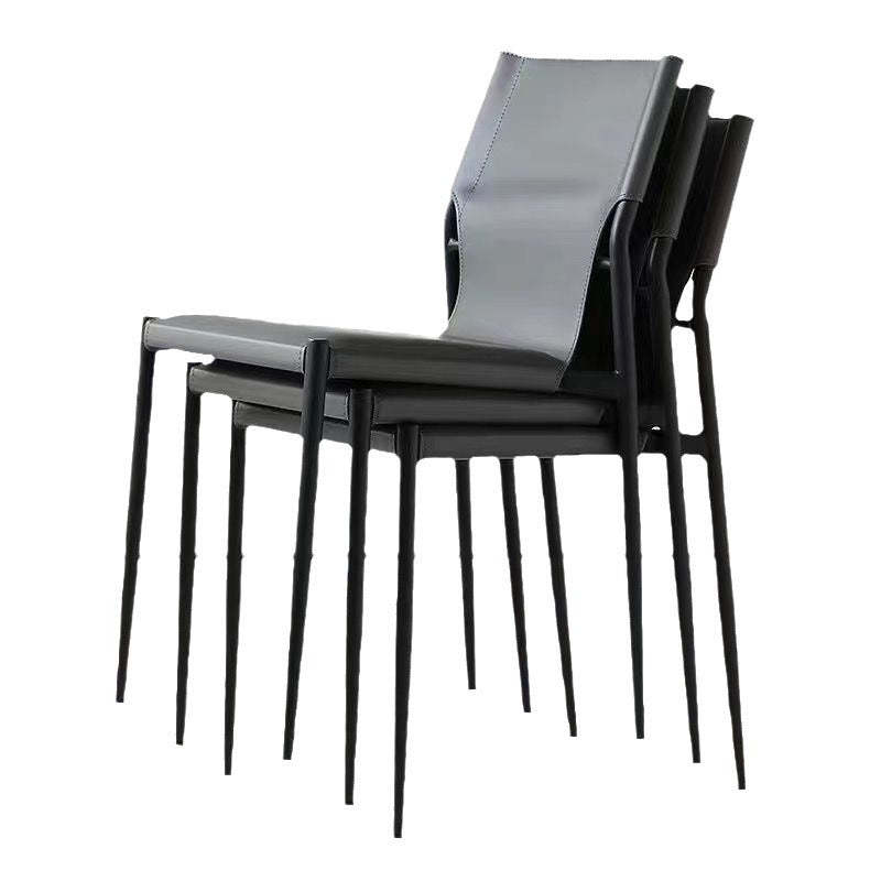 Scandinavian Saddle Leather Dining Chair with Back