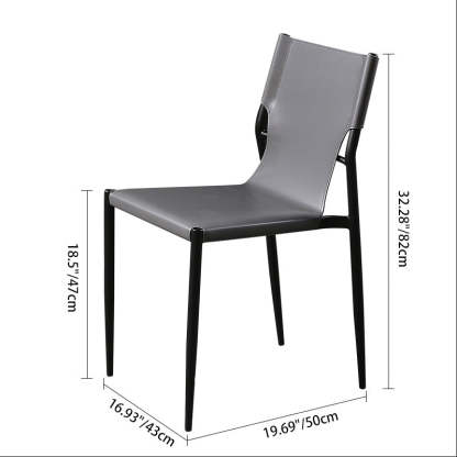 Scandinavian Saddle Leather Dining Chair with Back — Gray