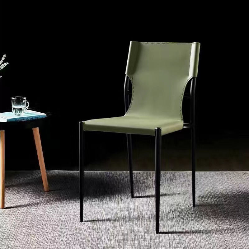 Scandinavian Saddle Leather Dining Chair with Back