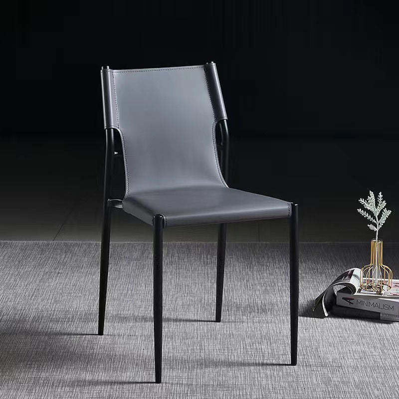 Scandinavian Saddle Leather Dining Chair with Back