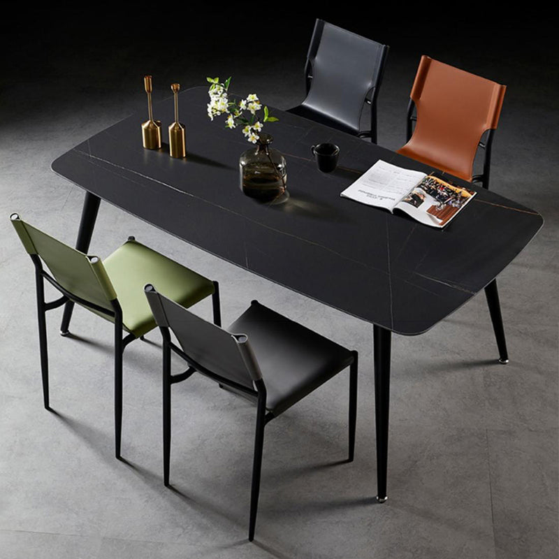 Scandinavian Saddle Leather Dining Chair with Back — Orange