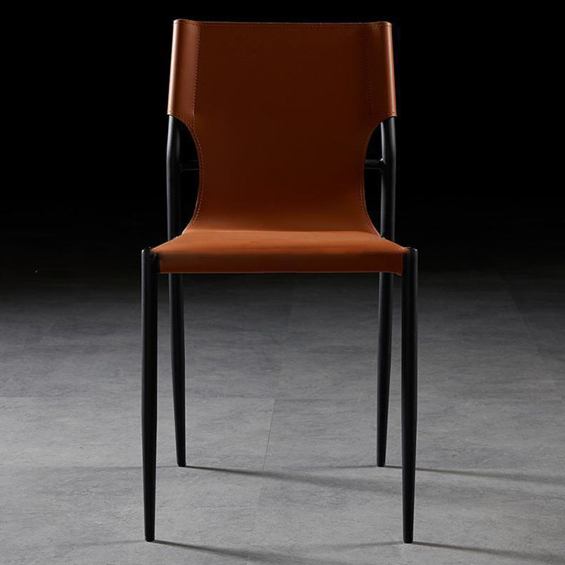 Scandinavian Saddle Leather Dining Chair with Back
