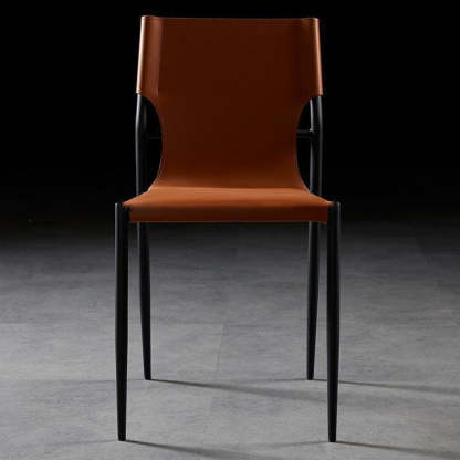 Scandinavian Saddle Leather Dining Chair with Back