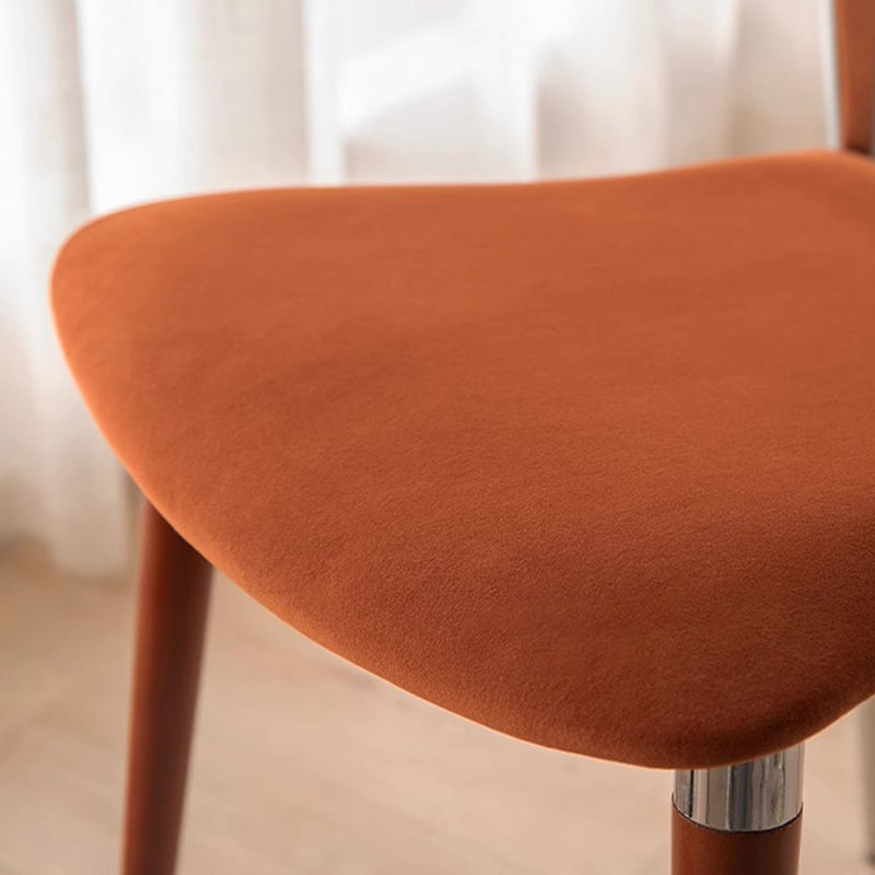 Vintage Cowl Bend Fabric Metal Dining Chair — Black / Orange