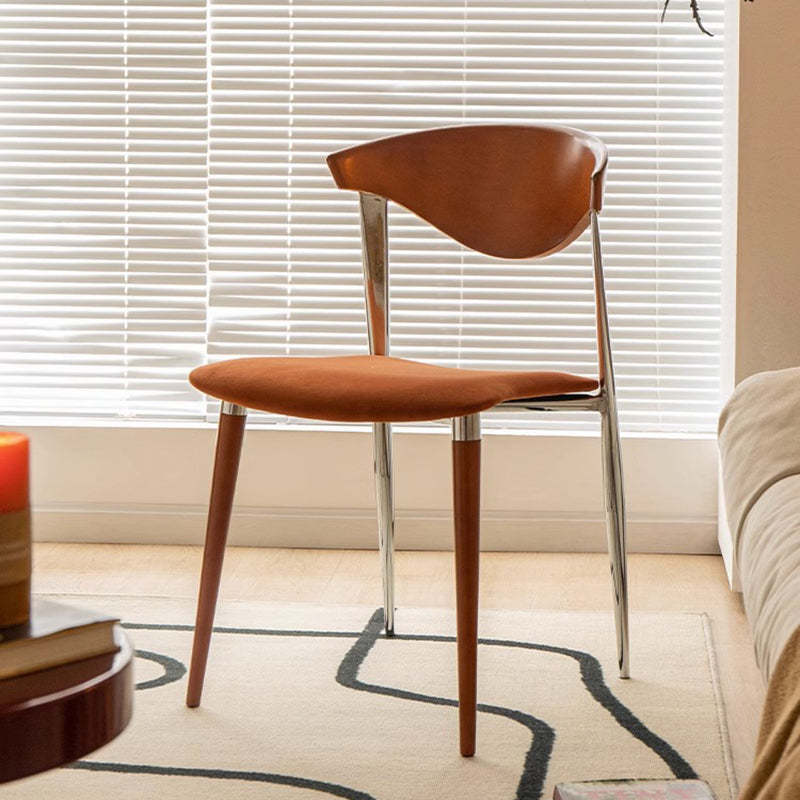 Vintage Cowl Bend Fabric Metal Dining Chair