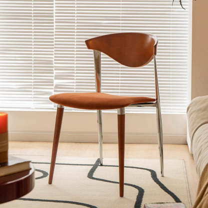 Vintage Cowl Bend Fabric Metal Dining Chair
