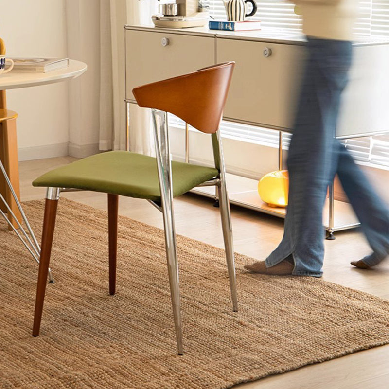 Vintage Cowl Bend Fabric Metal Dining Chair