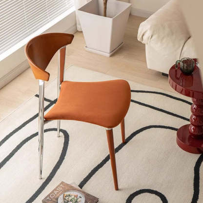 Vintage Cowl Bend Fabric Metal Dining Chair