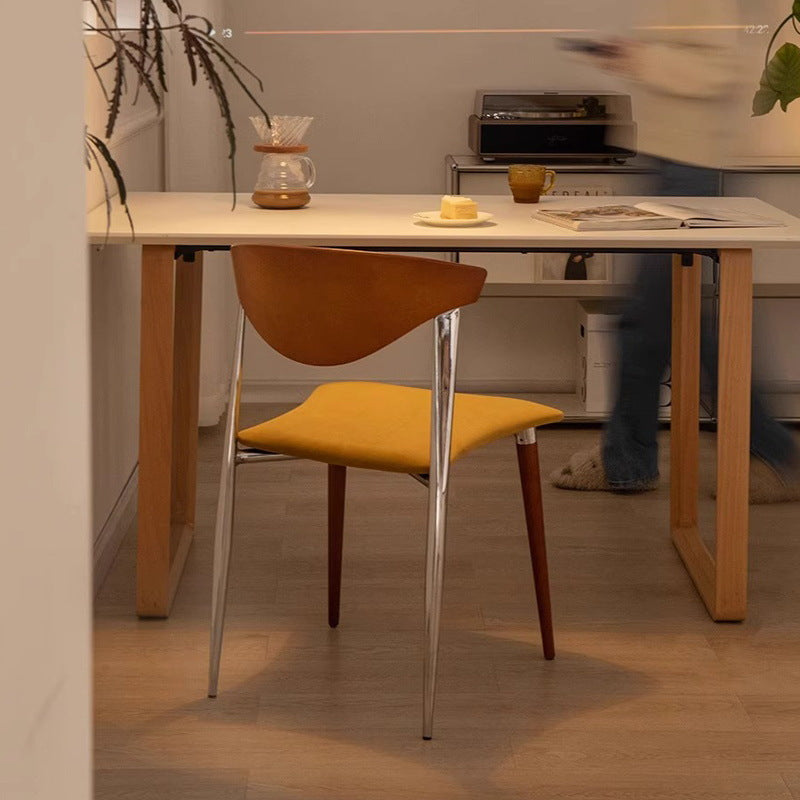 Vintage Cowl Bend Fabric Metal Dining Chair