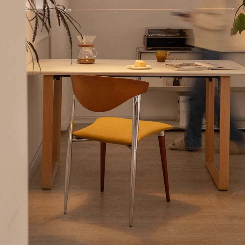 Vintage Cowl Bend Fabric Metal Dining Chair
