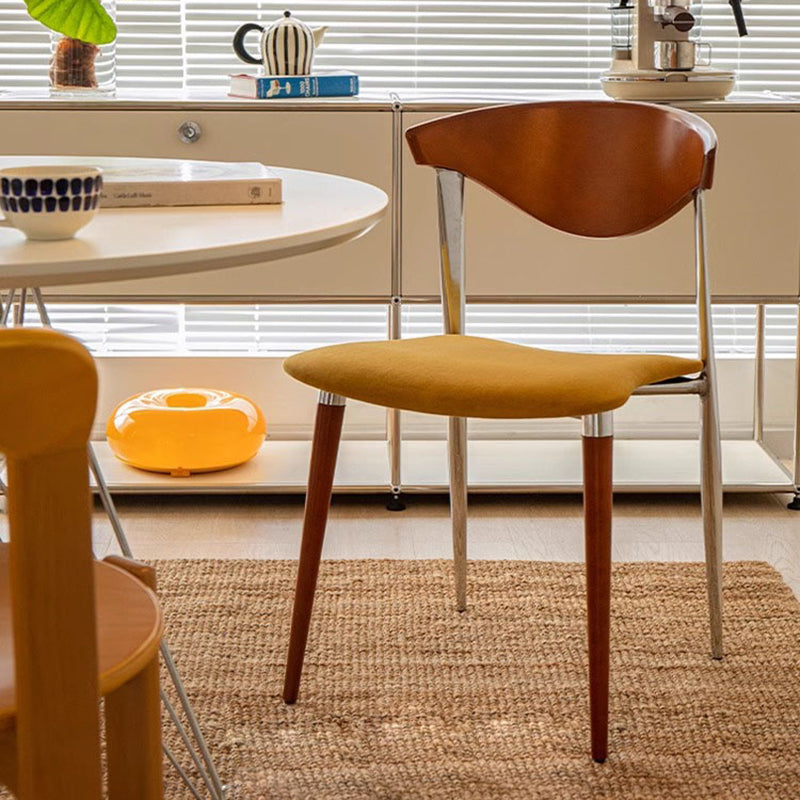 Vintage Cowl Bend Fabric Metal Dining Chair