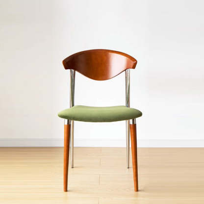 Vintage Cowl Bend Fabric Metal Dining Chair