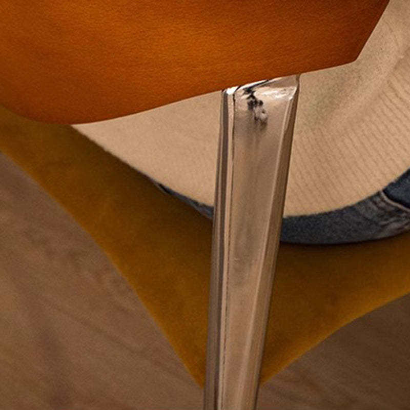 Vintage Cowl Bend Fabric Metal Dining Chair — Black / Blue