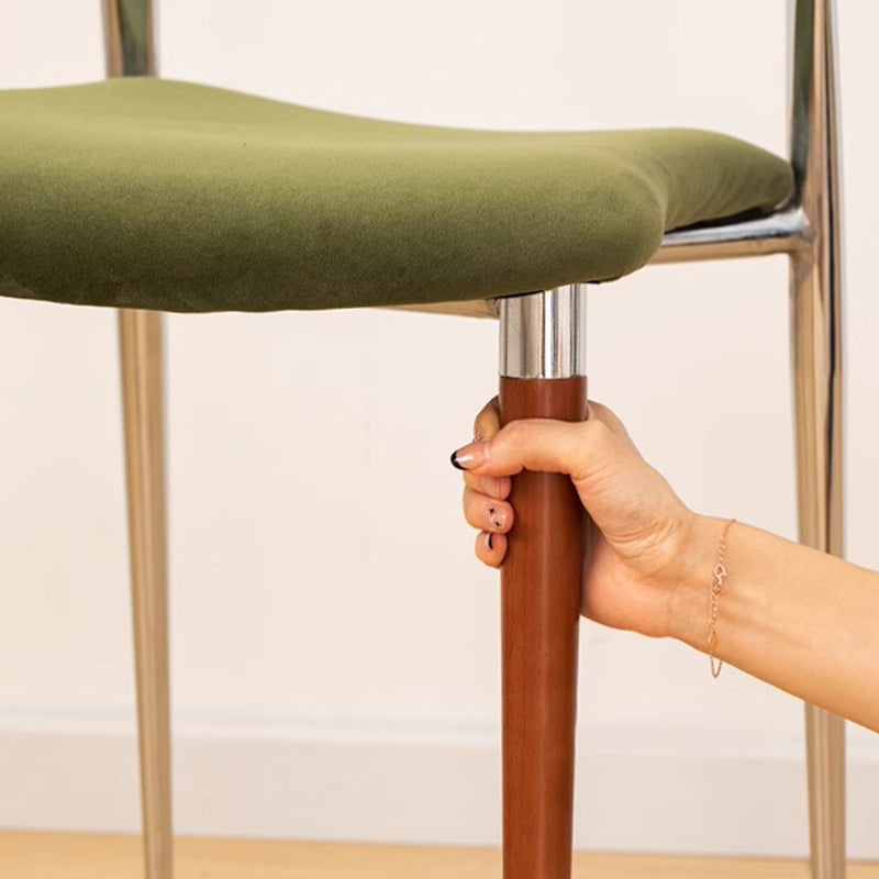 Vintage Cowl Bend Fabric Metal Dining Chair — Black / Green