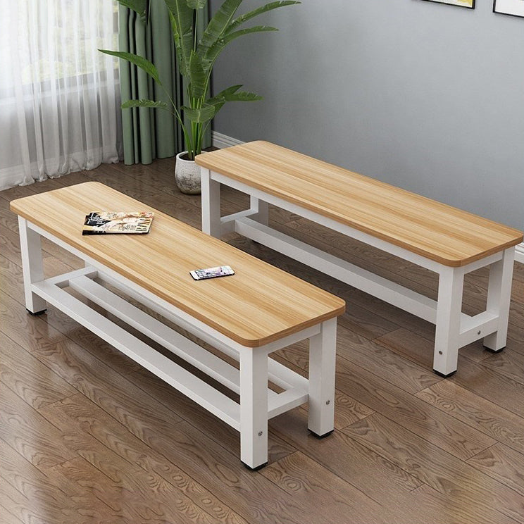 Minimalist Three Bar Plate Metal Shoe Bench — Single Tier / White