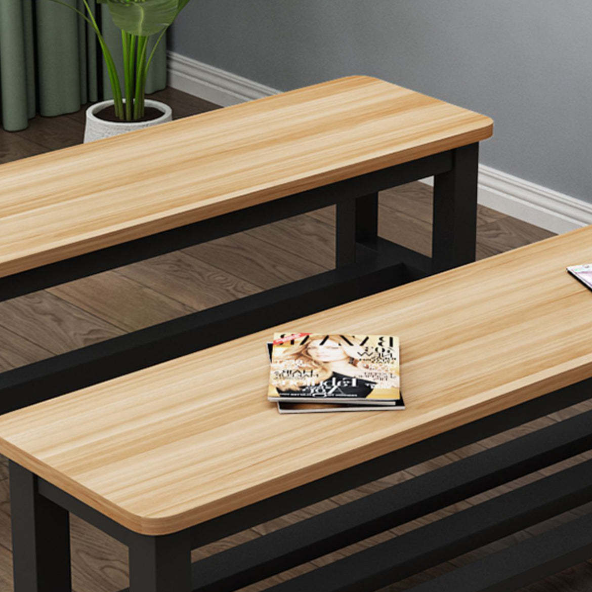 Minimalist Three Bar Plate Metal Shoe Bench
