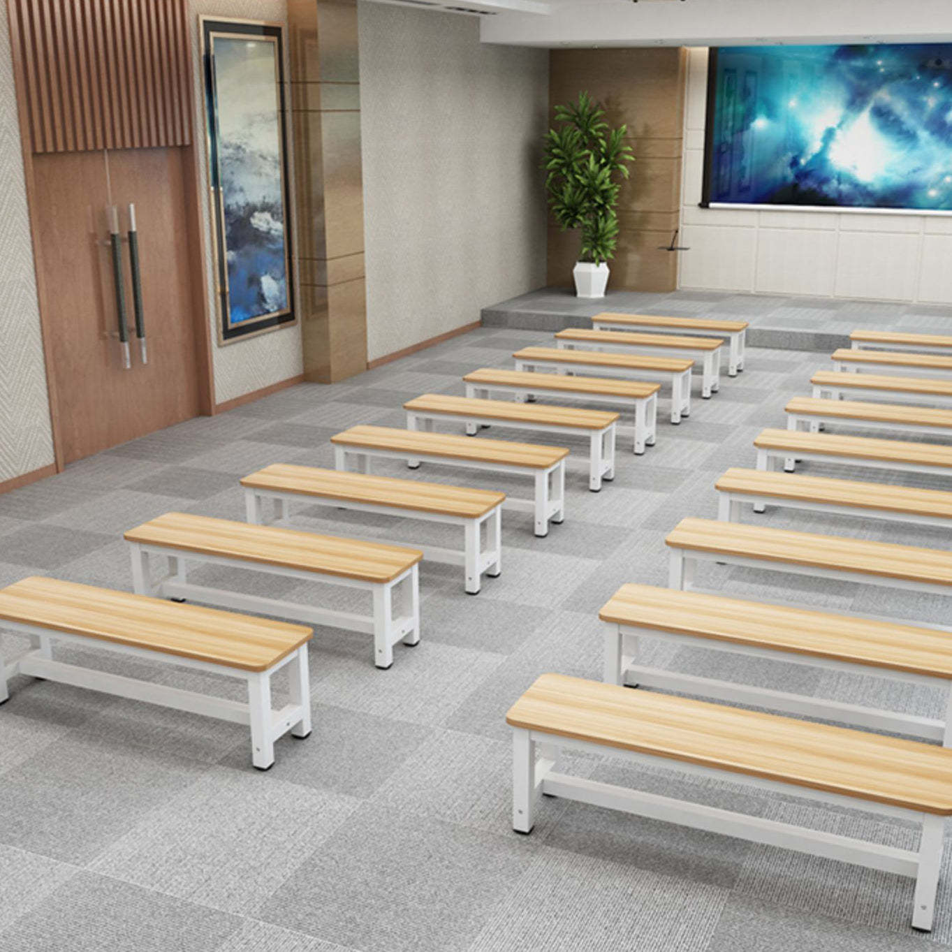 Minimalist Three Bar Plate Metal Shoe Bench