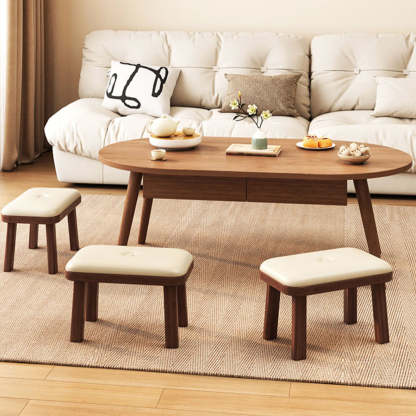 Minimalist PU Leather Wood Shoe Bench — Green