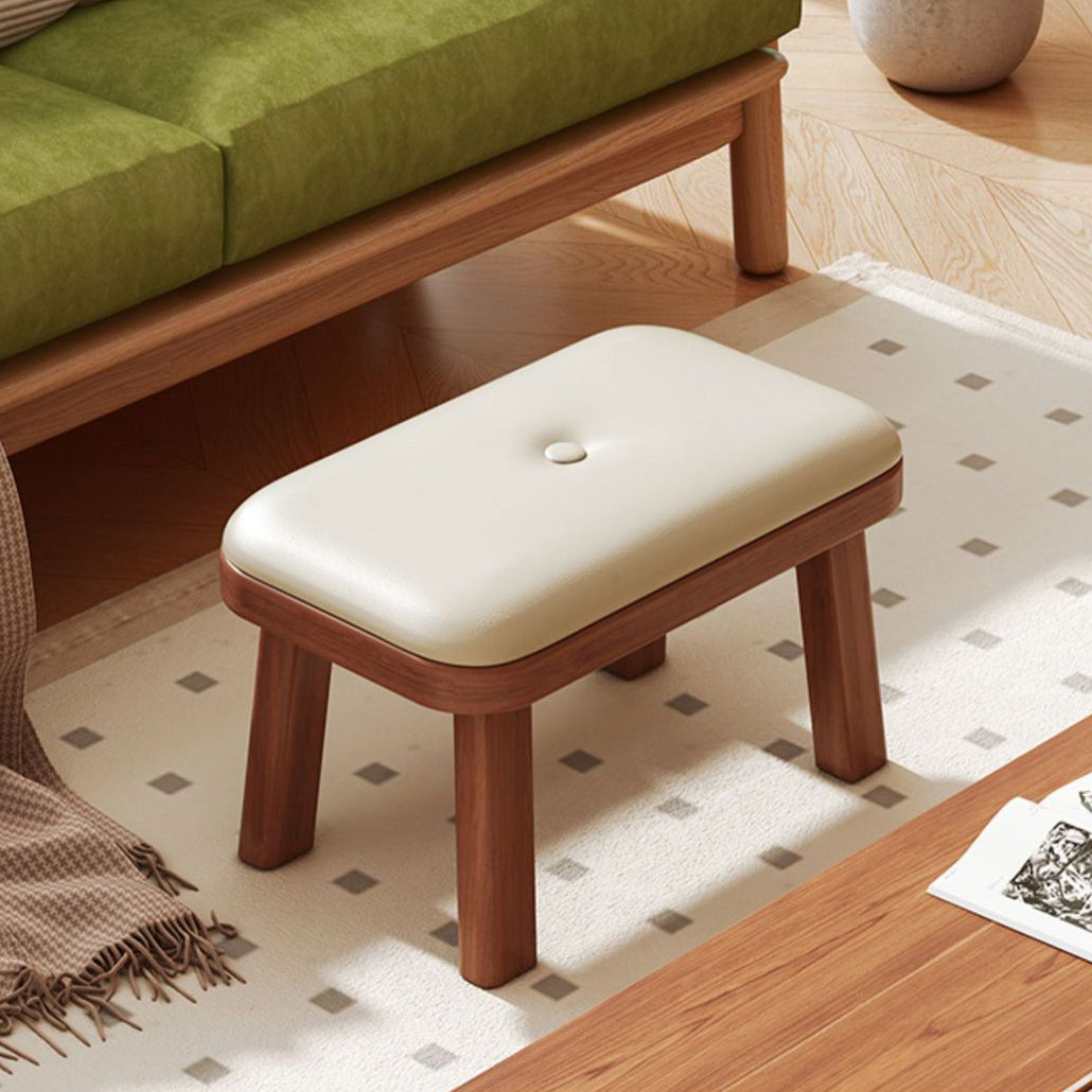 Minimalist PU Leather Wood Shoe Bench