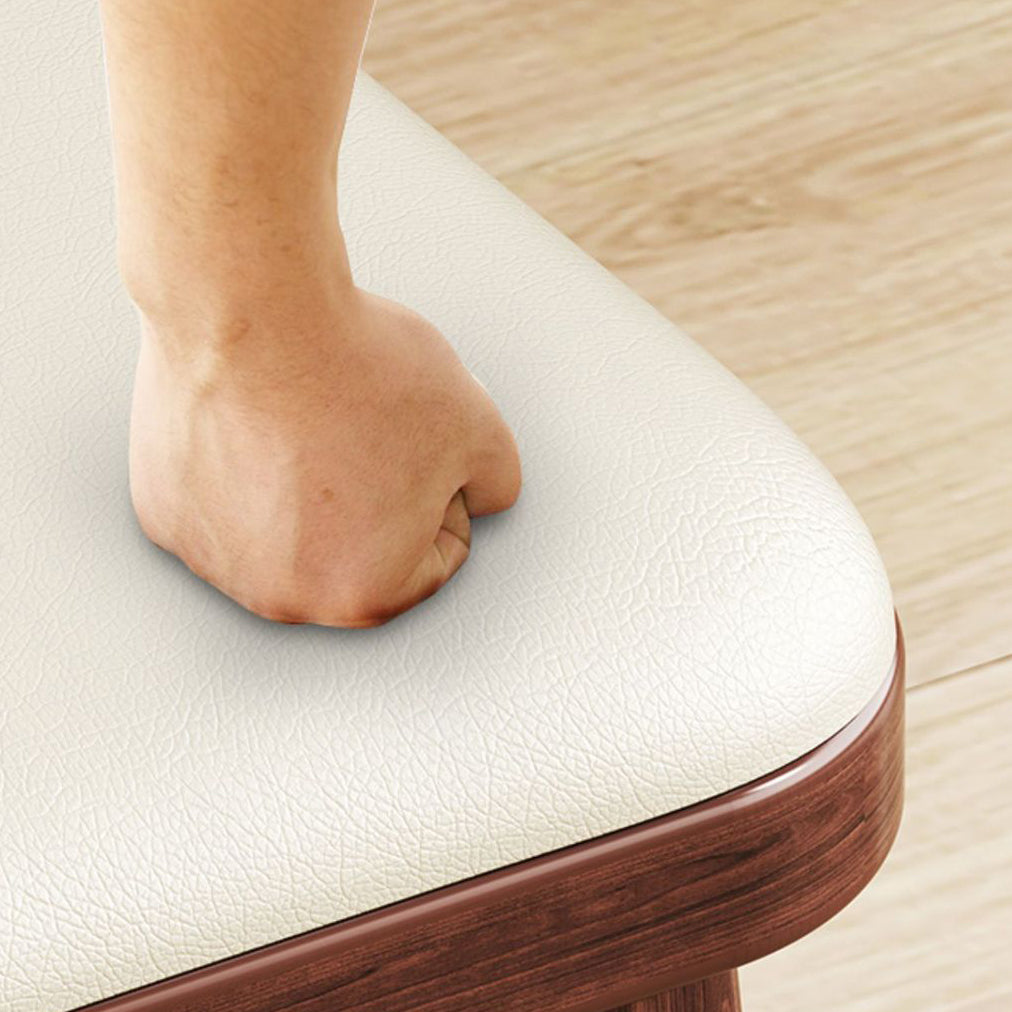 Minimalist PU Leather Wood Shoe Bench