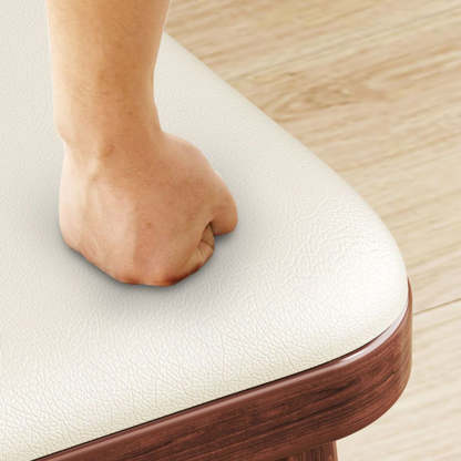 Minimalist PU Leather Wood Shoe Bench