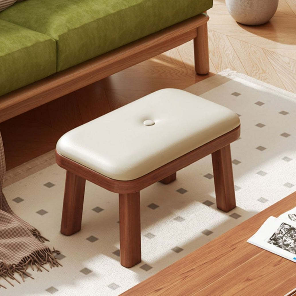Minimalist PU Leather Wood Shoe Bench
