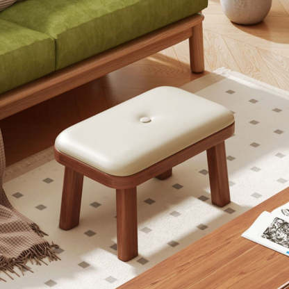 Minimalist PU Leather Wood Shoe Bench