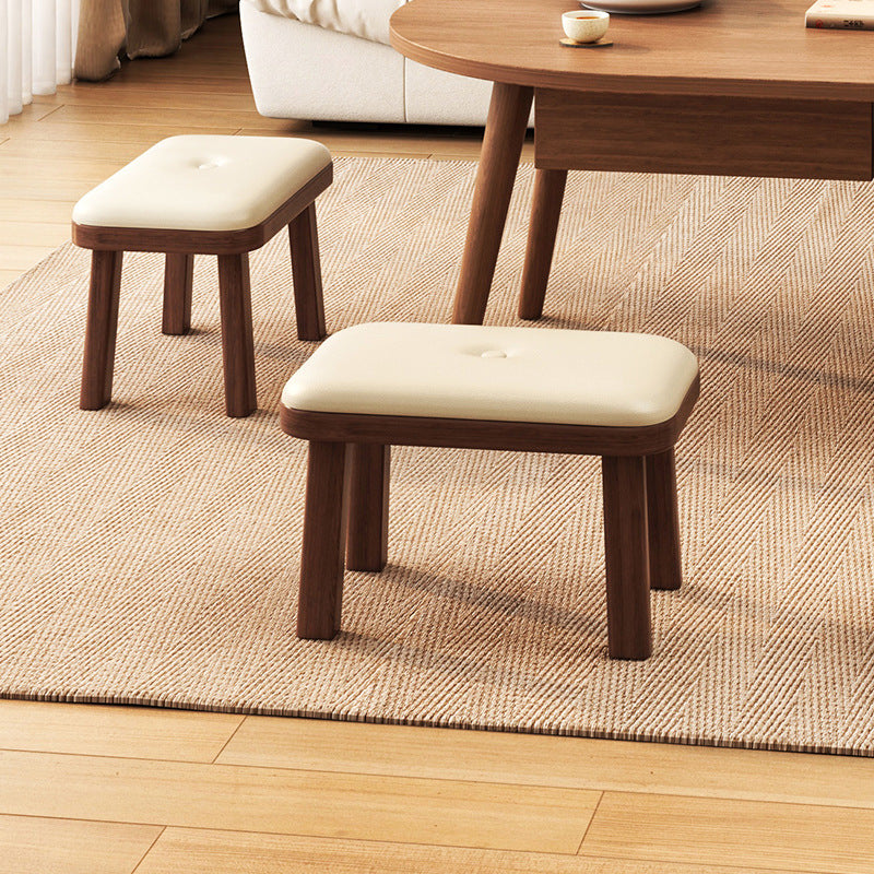 Minimalist PU Leather Wood Shoe Bench