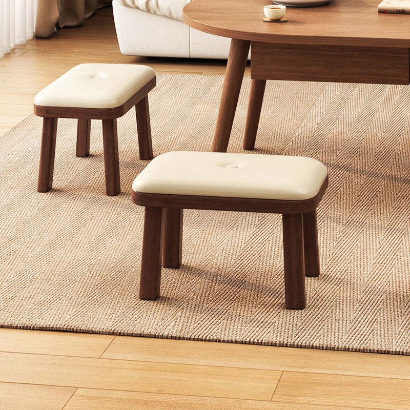 Minimalist PU Leather Wood Shoe Bench