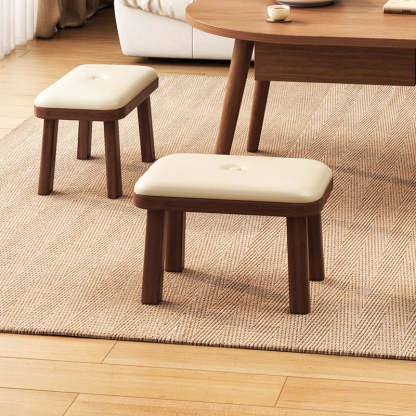 Minimalist PU Leather Wood Shoe Bench