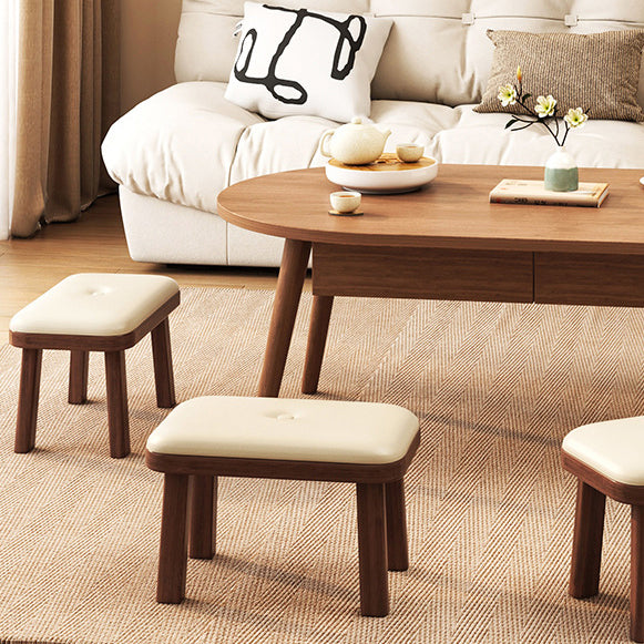 Minimalist PU Leather Wood Shoe Bench — Beige