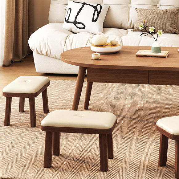 Minimalist PU Leather Wood Shoe Bench — Beige
