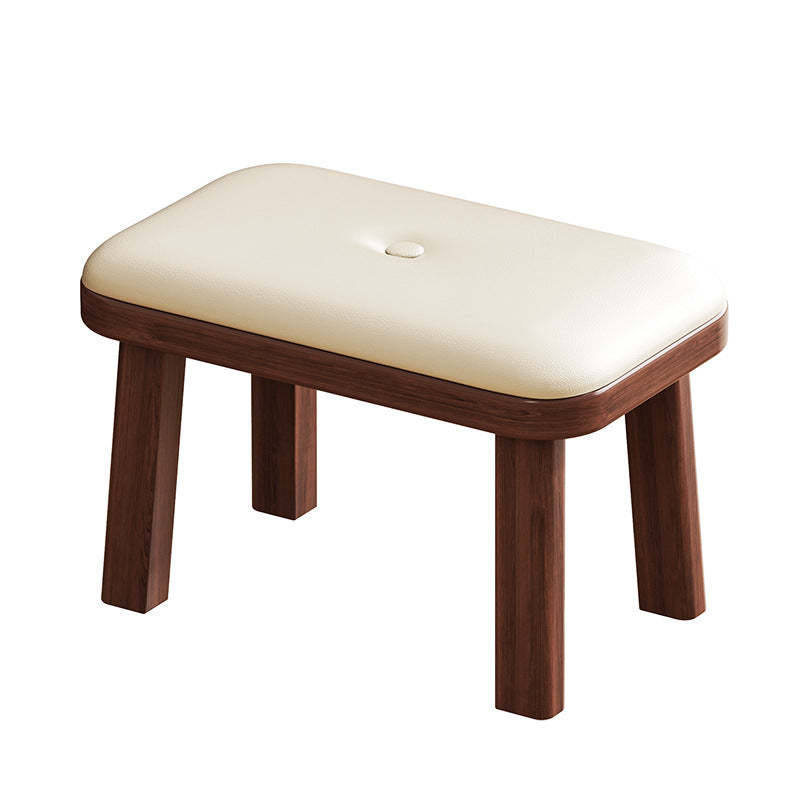 Minimalist PU Leather Wood Shoe Bench