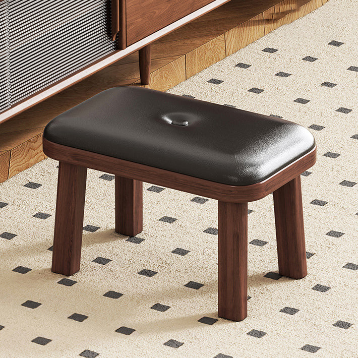 Minimalist PU Leather Wood Shoe Bench