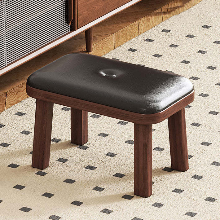 Minimalist PU Leather Wood Shoe Bench