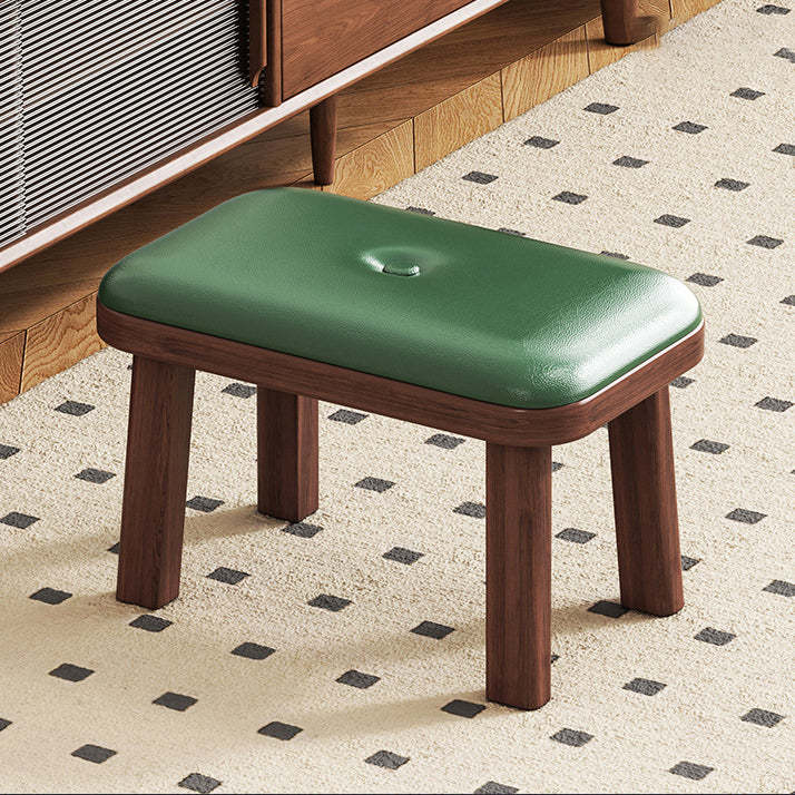 Minimalist PU Leather Wood Shoe Bench
