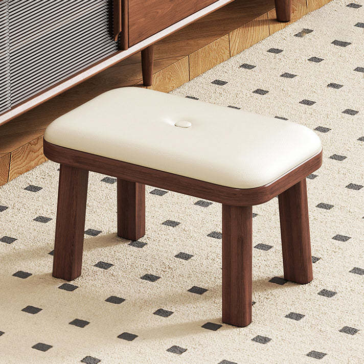 Minimalist PU Leather Wood Shoe Bench