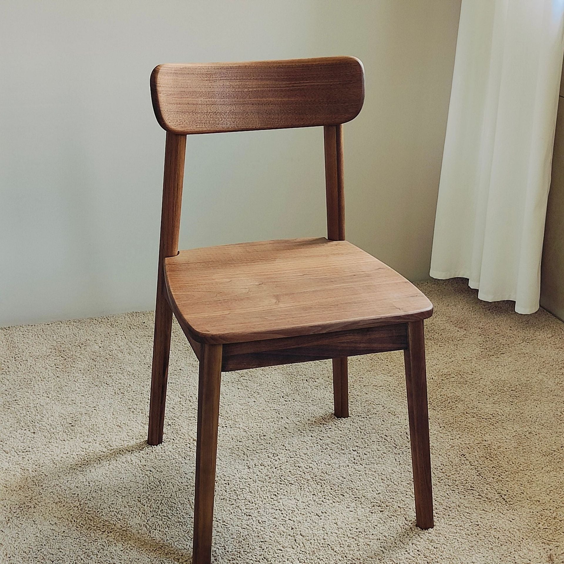 Vintage Curved Walnut Dining Chair — Walnut Color
