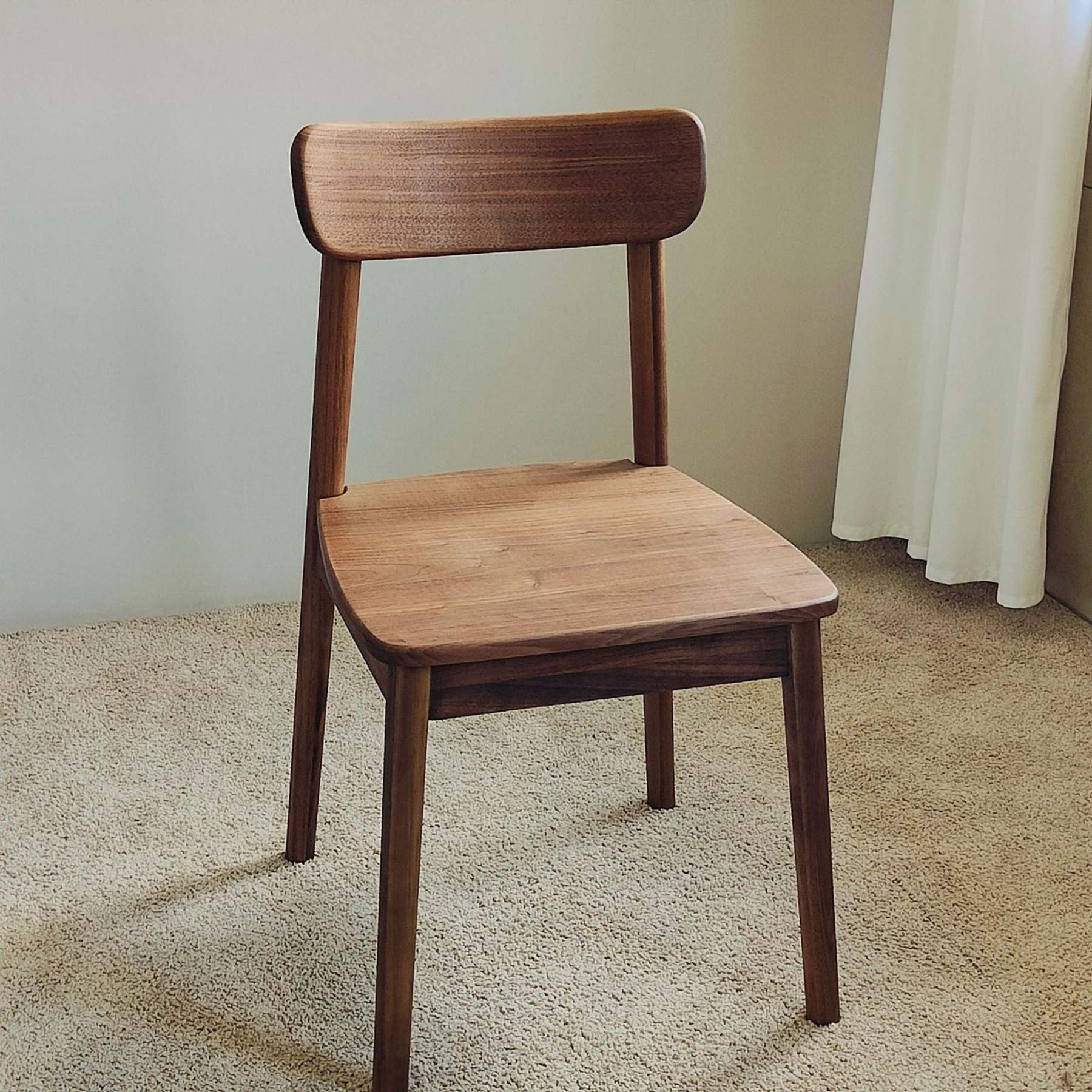 Vintage Curved Walnut Dining Chair — Walnut Color