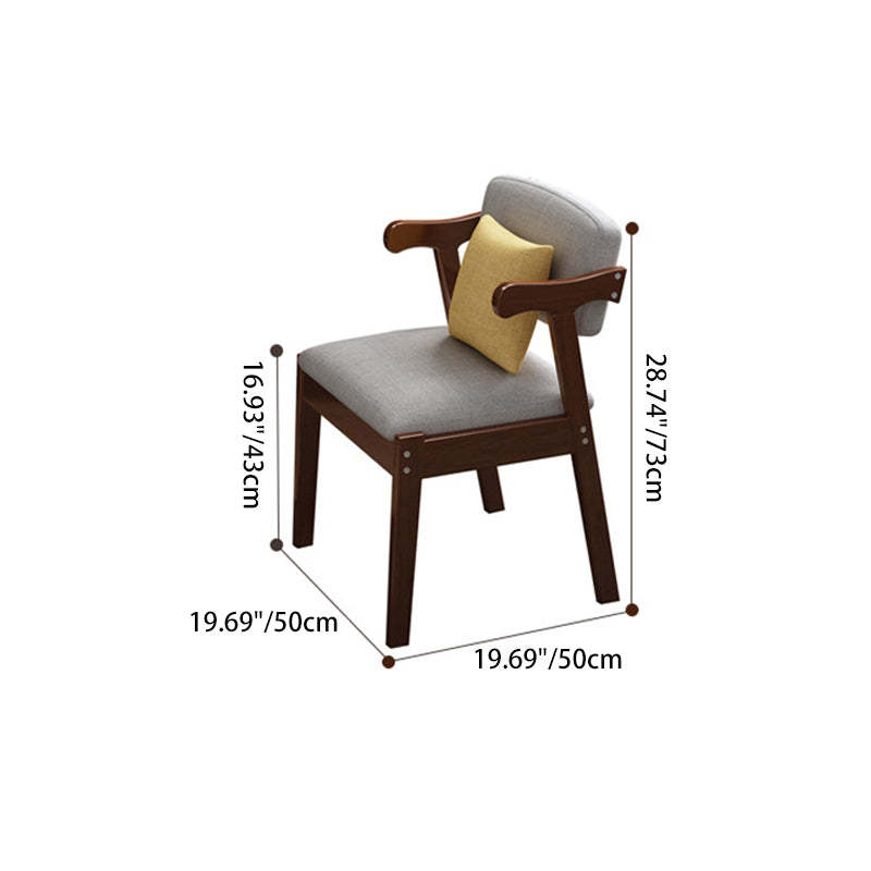 Scandinavian Z-Shape Fabric Leather Wood Dining Chair — Blue & Leather