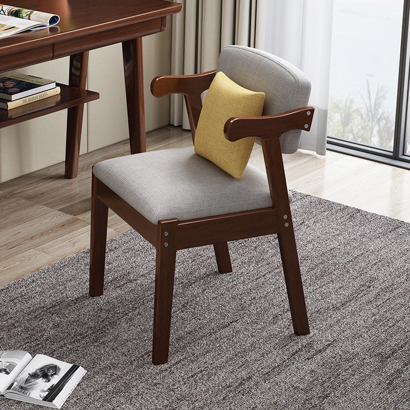 Scandinavian Z-Shape Fabric Leather Wood Dining Chair