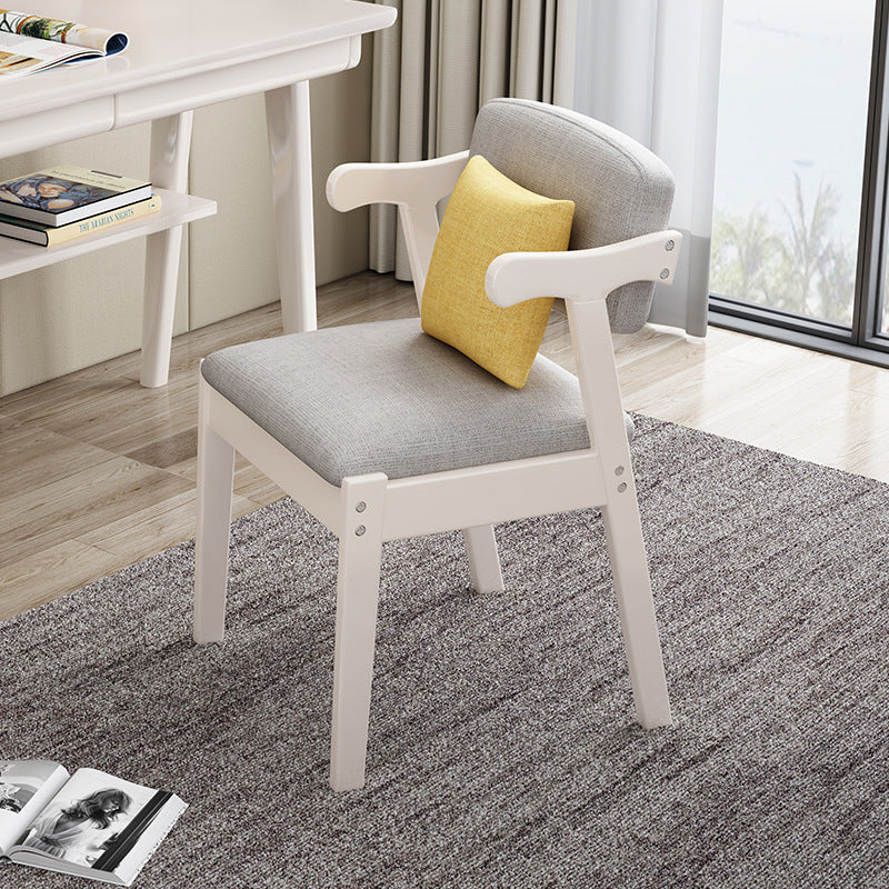 Scandinavian Z-Shape Fabric Leather Wood Dining Chair — Original Wood Color & Fabric