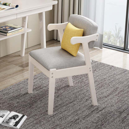 Scandinavian Z-Shape Fabric Leather Wood Dining Chair — Original Wood Color & Fabric