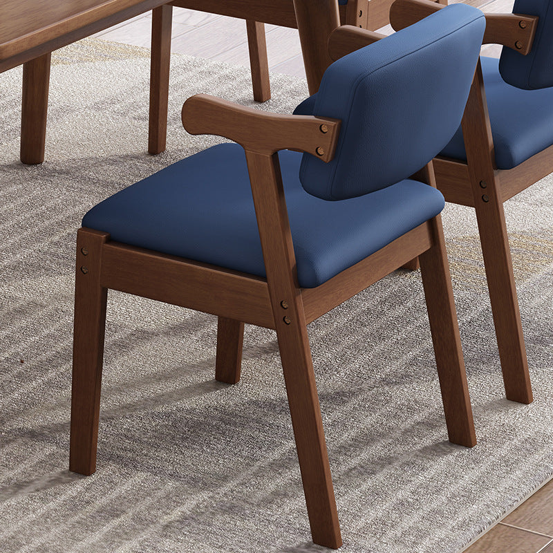 Scandinavian Z-Shape Fabric Leather Wood Dining Chair — White & Fabric
