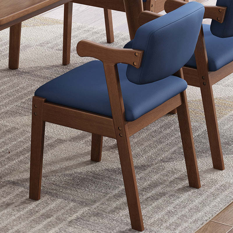 Scandinavian Z-Shape Fabric Leather Wood Dining Chair — White & Fabric
