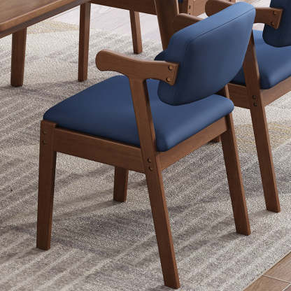 Scandinavian Z-Shape Fabric Leather Wood Dining Chair — White & Fabric